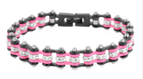Womens Motorcycle Bike Chain Bracelet Stainless Steel Black / Pink SB109