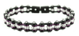 Ladies Black and Hot Purple Bracelet Stainless Steel Bling Motorcycle Tennis Bracelet SB112