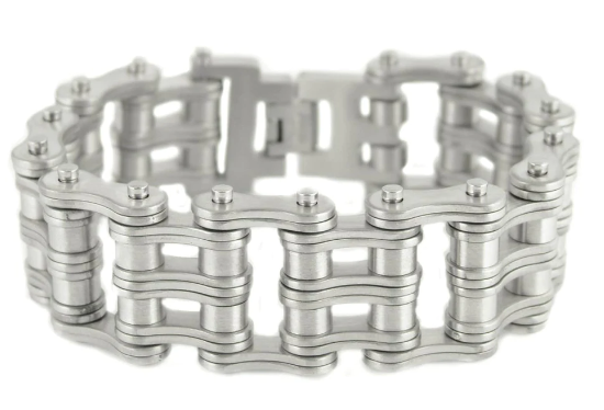 Men's Primary Motorcycle Bike Chain Bracelet Brushed Stainless Steel SB116