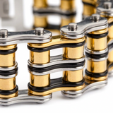 24mm Tri-Colored Primary Bike Chain Bracelet Silver, Gold & Black Men's Stainless Steel SB118