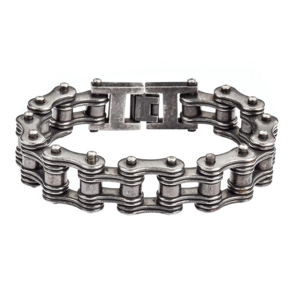 Heavy Metal Jewelry Men's Motorcycle Bike Chain Bracelet Stainless Steel Distressed Antique Finish SB120