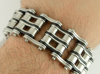 Heavy Metal Jewelry Men's Two-Tone Primary Motorcycle Bike Chain Bracelet Stainless Steel SB121