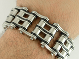 Heavy Metal Jewelry Men's Two-Tone Primary Motorcycle Bike Chain Bracelet Stainless Steel SB121