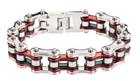 Heavy Metal Jewelry Men's Motorcycle Bike Chain Bracelet Stainless Steel Silver/Vintage Red/Black Double Link SB1220