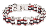 Heavy Metal Jewelry Men's Motorcycle Bike Chain Bracelet Stainless Steel Silver/Vintage Red/Black Double Link SB1220