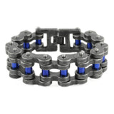 Stainless Steel Men's Police Officer Distressed and Blue Bike Chain Motorcycle Bracelet SB123