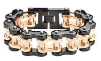 Big Men's Motorcycle Bike Chain Bracelet Black/Gold Stainless Steel SB1257