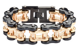 Big Men's Motorcycle Bike Chain Bracelet Black/Gold Stainless Steel SB1257