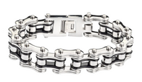 Men's Motorcycle Bike Chain Bracelet Stainless Steel Silver / Black SB126