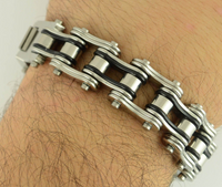 Men's Motorcycle Bike Chain Bracelet Stainless Steel Silver / Black SB126