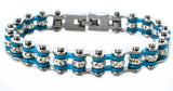 Biker Jewelry Ladies Motorcycle Bike Chain Bracelet Stainless Steel Silver & Turquoise SB128