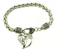 Ladies Dangle Heart Biker Jewelry Bracelet Stainless Steel SB129