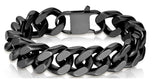 16mm Black Cuban Link Bracelet Wide Stainless Steel SB12