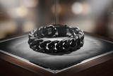 16mm Black Cuban Link Bracelet Wide Stainless Steel SB12