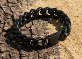 16mm Black Cuban Link Bracelet Wide Stainless Steel SB12