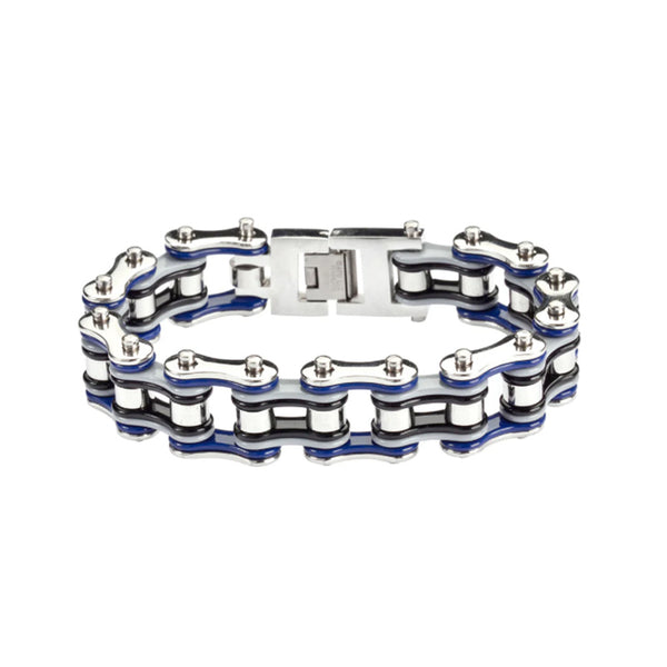 Heavy Metal Jewelry Men's Motorcycle Bike Chain Bracelet Stainless Steel Multi-Color/Double Link SB1303