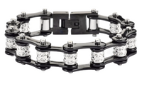 Biker Jewelry Ladies Motorcycle Bike Chain Stainless Steel Tennis Bracelet Black & Black SB132