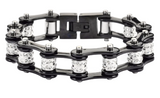 Biker Jewelry Ladies Motorcycle Bike Chain Stainless Steel Tennis Bracelet Black & Black SB132