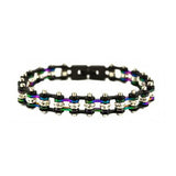 Ladies Motorcycle Bike Chain Bracelet Stainless Steel Black and Rainbow SB134