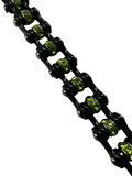 8mm Black & Green Stones Ladies Bike Chain Bracelet SB139