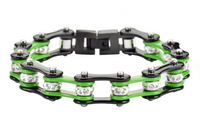 Biker Jewelry Ladies Motorcycle Bike Chain Stainless Steel Bracelet Black & Green SB13