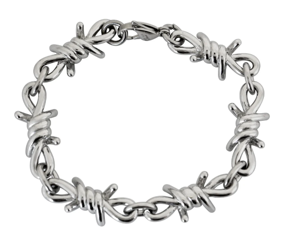 Large Barbed Wire Jewelry Men's Stainless Steel Barbed Wire Link Design Bracelet SB140