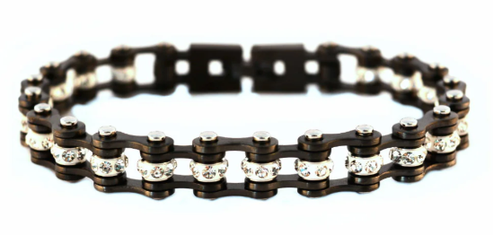 Ladies Motorcycle Bike Chain Tennis Bracelet Stainless Steel Gunmetal SB142
