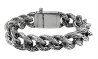 Men's 18mm Tattoo Cuban Link Designer Bracelet Stainless Steel SB143
