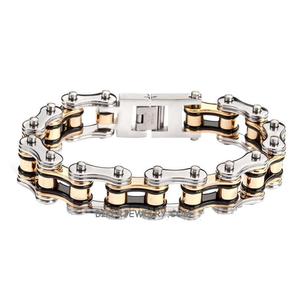 Biker Jewelry's Men's Motorcycle Bike Chain Bracelet Stainless Steel Multi-Color SB147