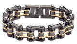 Biker Jewelry's Men's Motorcycle Bike Chain Bracelet Stainless Steel Black & Gold SB149