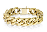 Men’s 12mm Gold Tone Satin Finish Curb Link Bracelet Bold Classic Style SB14