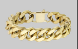Men’s 12mm Gold Tone Satin Finish Curb Link Bracelet Bold Classic Style SB14