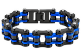 Men's 16mm Black/Blue Bike Chain Bracelet Double Link Stainless Steel Police Edition<br>SB150