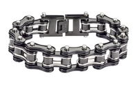 Biker Jewelry Men's Motorcycle Bike Chain Bracelet Stainless Steel Gunmetal & Silver SB152