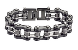Biker Jewelry Men's Motorcycle Bike Chain Bracelet Stainless Steel Gunmetal & Silver SB152