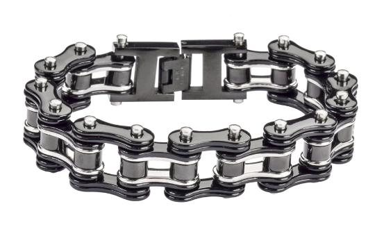 Biker Jewelry Men's Motorcycle Bike Chain Bracelet Stainless Steel Gunmetal & Silver SB152