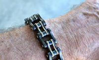 Biker Jewelry Men's Motorcycle Bike Chain Bracelet Stainless Steel Gunmetal & Silver SB152