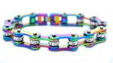 Biker Jewelry's Ladies Bike Chain Stainless Steel Bracelet Rainbow Heavy Metal Jewelry SB154