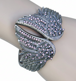 Ladies Cuff Bangle Bracelet Pink Crystals Stainless Steel Biker Jewelry SB157