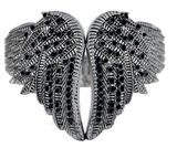 Biker Jewelry Ladies Angel Wings Biker Bangle Bracelet Black Ice Stainless Steel SB159