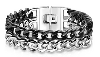Biker Jewelry Men's Dual Two-color Stainless Bracelet SB15