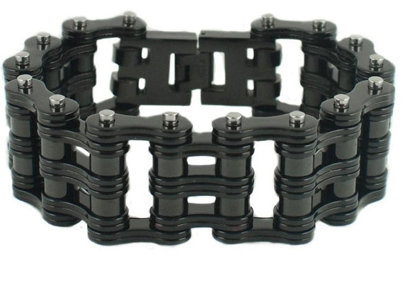 Biker Jewelry Men's Primary Motorcycle Bike Chain Bracelet Black Stainless Steel SB160