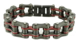 Biker Jewelry Men's Motorcycle Firefighter Bike Chain Bracelet Stainless Steel Gunmetal & Red SB162