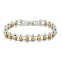 November Citrine Ladies Motorcycle Mini Bike Chain Bracelet Stainless Steel SB164