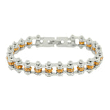 November Citrine Ladies Motorcycle Mini Bike Chain Bracelet Stainless Steel SB164