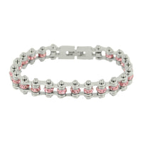 Biker Jewelry Ladies Mini Motorcycle Bike Chain Bracelet Stainless Steel October Birthstone SB167