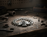 Cuban Link Iron Cross & Skull Stainless Steel Men's Bracelet SB16