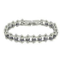 Biker Jewelry's Ladies Mini Bike Chain Stainless Steel Bracelet June Alexandrite SB170