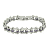 Biker Jewelry's Ladies Mini Bike Chain Stainless Steel Bracelet June Alexandrite SB170