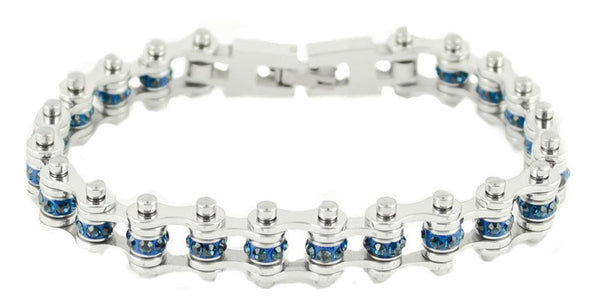 Birthstone Biker Jewelry Ladies Motorcycle Mini Bike Chain Bracelet Stainless Steel September SB171